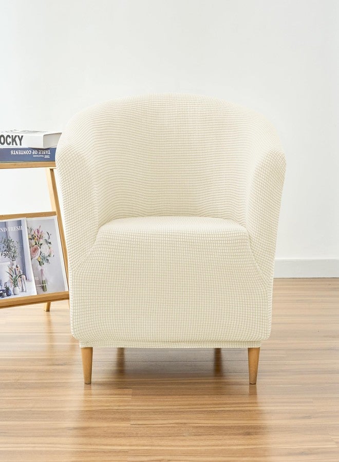 PENDEJATO Stretch Tub Chair Covers, 1-Piece Club Chair Slipcover Soft Jacquard Barrel Chair Cover Armchair Slipcovers Furniture Protector for Living Room (Beige) - Image 2